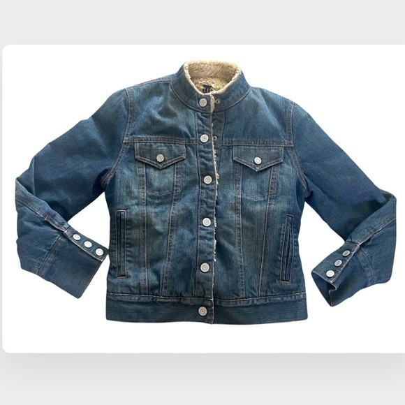 Vintage Gap Women’s Sherpa Lined Trucker Denim Jean Jacket Size Small